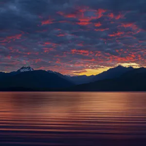 Salish Sea Prints: USA, Washington State, Seabeck. Sunset over Hood Canal. Credit as