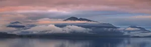 Images Dated 13th August 2020: USA, Washington State, Seabeck. Panoramic of sunset over Hood Canal