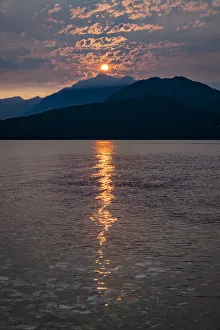 Images Dated 1st November 2021: USA, Washington State, Seabeck. Smoky sunset over Hood Canal and Olympic Mountains