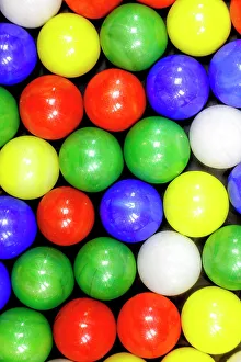 Cheerful Prints: USA, Washington State, Seabeck. Close-up of colorful marbles