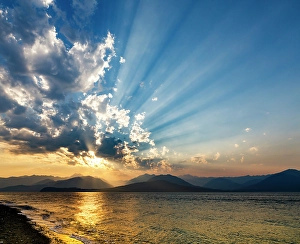God Ray Prints: USA, Washington State, Seabeck
