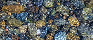 Images Dated 20th July 2024: USA, Washington State, Seabeck. Rocks and ripples in beach water