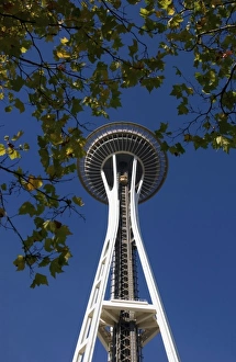 Space Needle Prints: USA, Washington State, Seattle, Space Needle in fall