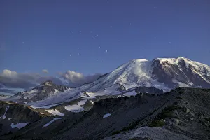 Twilight Prints: USA, Washington State. Twilight shot of stars over Mt