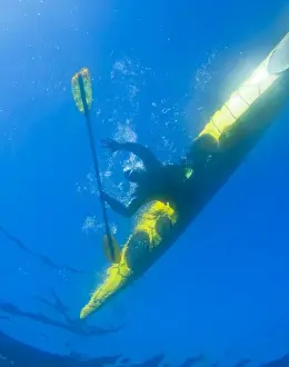 Images Dated 22nd September 2009: USA, Washington State. Underwater view of kayaker on a mountain lake