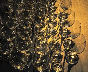 USA, Washington State, Walla Walla. Pattern of empty wine glasses in rich sunlight USA, Washington State, Walla Walla. Pattern of empty wine glasses in rich sunlight