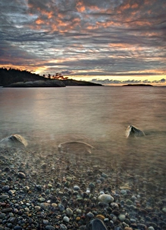 USA, Washington. Sunset on Agate Beach, Lopez Island. (MR)