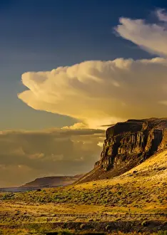 I 90 Prints: USA, Washington, Vantage. Storm cloud over The Columbia River Basalt Group near I-90