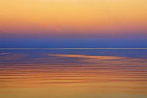 Lake Winnipeg Prints: USA, Washington. View from San Juan Island looking over Haro Straight into Canada at sunset