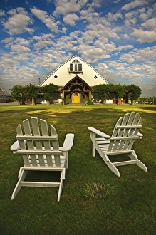 Images Dated 13th August 2011: USA, Washington, Walla Walla. Dawn breaks on Abeja Winery in Walla Walla