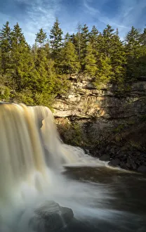 USA, West Virginia, Blackwater Falls. Waterfall landscape in winter