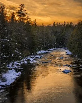 Images Dated 18th January 2020: USA, West Virginia, Blackwater Falls. Sunset on Blackwater River landscape