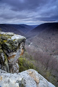 West Virginia Prints: USA, West Virginia, Blackwater Falls State Park. Landscape from Lindy Point at sunset