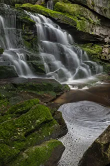 USA, West Virginia, Blackwater Falls State Park. Cascades and eddy in pool