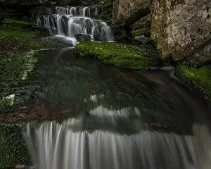 USA, West Virginia, Blackwater Falls State Park. Shays Run Falls cascades in spring