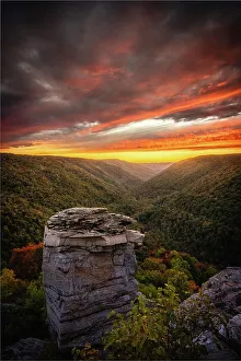 New Images March 2024 Prints: USA, West Virginia, Blackwater Falls State Park. Sunset on mountain overlook