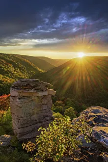 New Images March 2024 Prints: USA, West Virginia, Blackwater Falls State Park. Sunset on mountain overlook