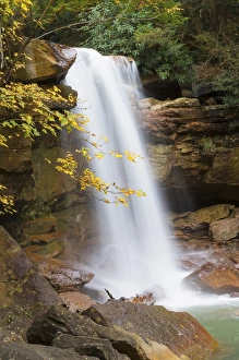 USA, West Virginia, Canaan Valley. Autumn colors surround Douglas Falls on the North