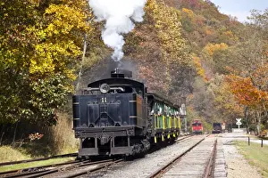 Railroad Prints: USA, West Virginia, Cass. Cass Scenic Railroad State Park, steam train