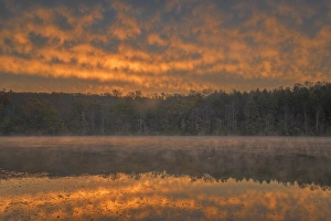 West Virginia Prints: USA, West Virginia, Delaware Watergap Recreational Area. Sunset on Hidden Lake. Credit as
