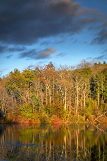 West Virginia Prints: USA, West Virginia, Delaware Watergap Recreational Area. Sunset on Hidden Lake. Credit as