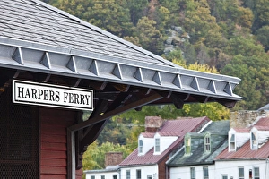 USA, West Virginia, Harpers Ferry. Harpers Ferry National Historic Park, train station