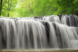 New Images March 2024 Prints: USA, West Virginia, New River Gorge National Park. river waterfalls and forest in spring