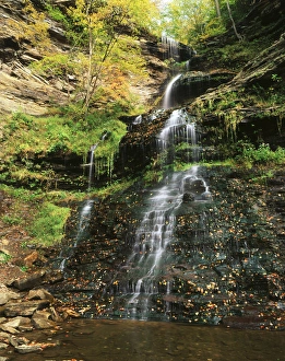 West Virginia Prints: USA, West Virginia, View of Cathedral Falls in autumn