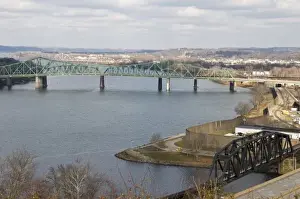 Ohio River Prints: USA, WV, Parkersburg. View from Fort Boreman Historic Park of confluence of Ohio