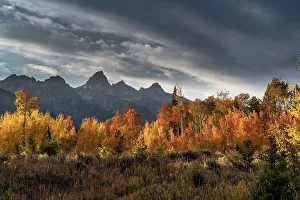 Images Dated 3rd January 2023: USA, Wyoming. Autumn evening near Black Tail Butte, Grand Teton National Park