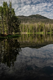 Images Dated 4th May 2024: USA, Wyoming. Clouds reflected in Sylvan Lake, Yellowstone National Park