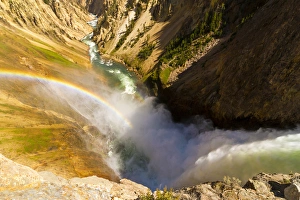 Images Dated 30th August 2011: USA, Wyoming, Grand Canyon of the Yellowstone. Rainbow over Lower Yellowstone Falls