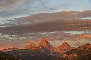 Grand Teton Prints: USA, Wyoming. Grand Teton and alpenglow on west side of Teton Mountains
