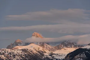Drigg Prints: USA, Wyoming. Grand Teton and clouds from west side of Tetons