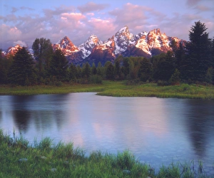 USA; Wyoming, Grand Teton National Park. A Grand Tetons and the Snake River at sunrise