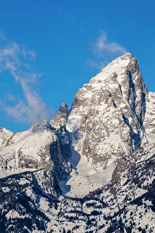 Images Dated 23rd November 2022: USA, Wyoming, Grand Teton National Park. Grand Teton peak in winter