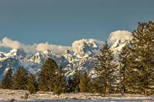 Images Dated 23rd November 2022: USA, Wyoming, Grand Teton National Park. Grand Tetons in winter