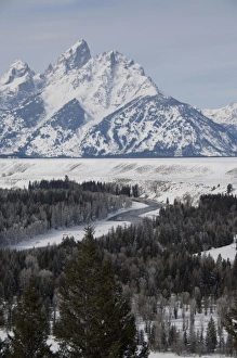 Images Dated 22nd February 2010: USA, Wyoming. Grand Teton National Park. Winter park overlook