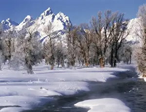 Snowcapped Prints: USA, Wyoming, Grand Teton National Park covered in snow