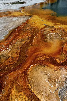 Geothermal Prints: USA, Wyoming. Hot spring runoff, Emerald Pool, Yellowstone National Park