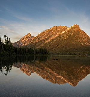 Grand Teton Prints: USA, Wyoming. Landscape of Mount Woodring from Leigh Lake, Grand Teton National Park
