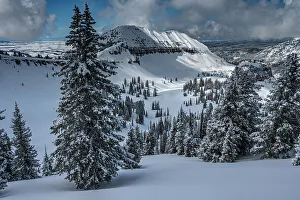Skiing Prints: USA, Wyoming. Landscape of back of Fred's Mountain