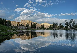 Teton Prints: USA, Wyoming. Landscape Reflection of mountains in Alaska Basin Lakes, Teton Mountains