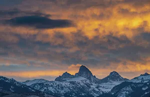 Teton Prints: USA, Wyoming. Mount Owen, Grand and Middle Teton from the west