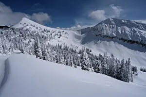 Drigg Prints: USA, Wyoming. Peaked Mountain and Mary's Nipple, Grand Targhee Resort with new snow
