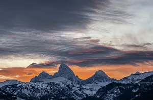 Teton Prints: USA, Wyoming. Sunrise over the Teton Mountains from the west