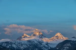 Teton Prints: USA, Wyoming. Sunset over Teton Mountains from the west