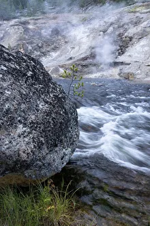Steam Prints: USA, Wyoming. Thermal runoff, rapids