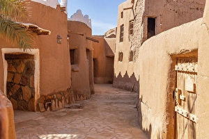 Adobe Prints: Ushaiger Heritage Village, Riyadh, Saudi Arabia. Twisting alleyway