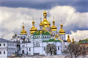 Kiev Prints: Uspenskiy Cathedral Holy Assumption Pechrsk Lavra Cathedra Kiev Ukraine